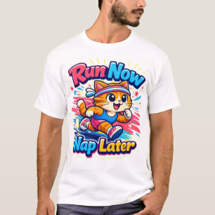 Camiseta Dibujo Animado de Gato Corriendo – Colores Brillan