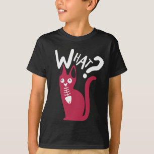 Camiseta Dibujo Animado de Gato Negro y Magenta con Humor D