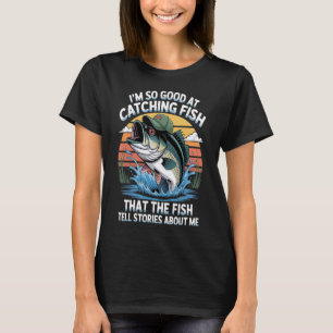 Camiseta Dibujo animado de gato pescador lindo