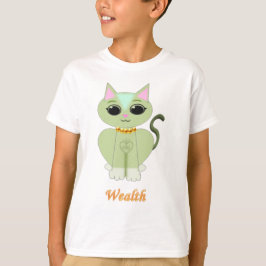 Camiseta Dibujo animado de gato verde lindo