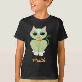Camiseta Dibujo animado de gato verde lindo