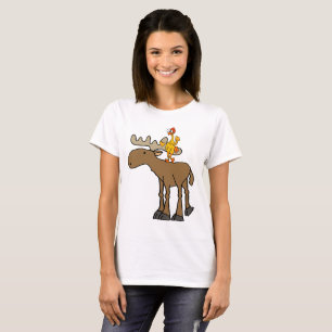Camiseta Dibujo animado de goma divertido de los alces del