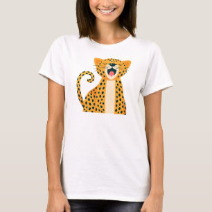 Camiseta Dibujo animado de guepardo bostezando safari capri