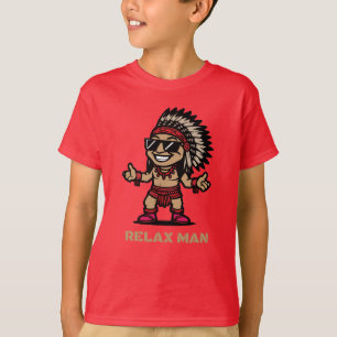 Camiseta dibujo animado de hombre relajado 