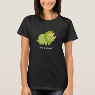 Camiseta Dibujo animado de Kawaii del Triceratops verde y