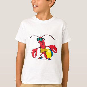 Camiseta dibujo animado de langosta divertida yendo a la pl