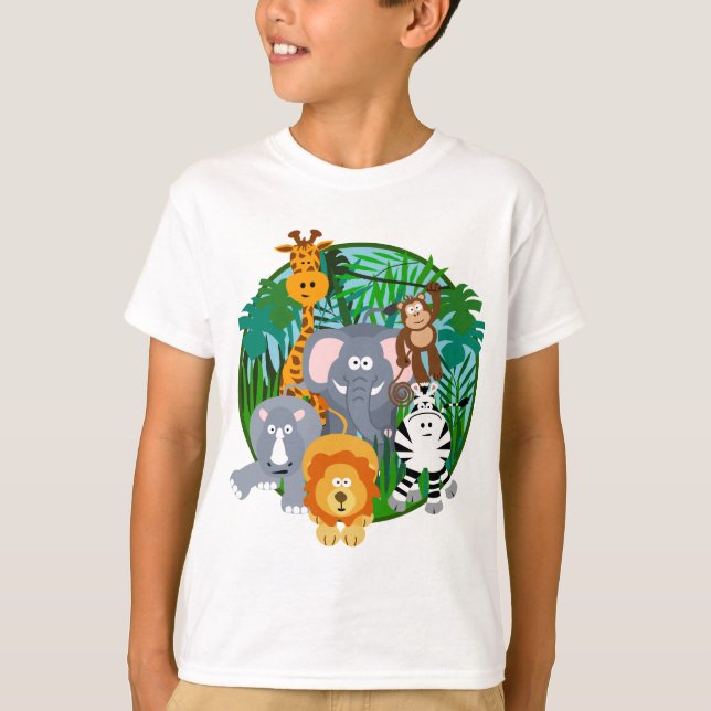 Camiseta Dibujo animado de los animales del safari (Anverso)