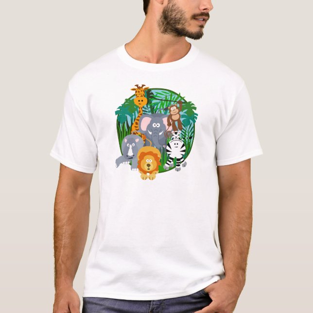 Camiseta Dibujo animado de los animales del safari (Anverso)