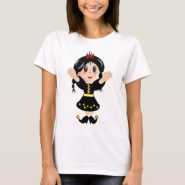 Camiseta Dibujo animado de niña pequeña linda y feliz