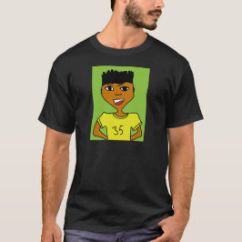 Camiseta dibujo animado de niño negro deportista