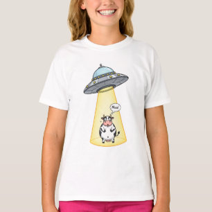 Camiseta Dibujo animado de niños con vaca abducida por ovni