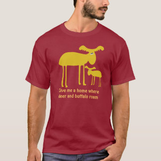 Camiseta Dibujo animado de oro de los ciervos de la madre y