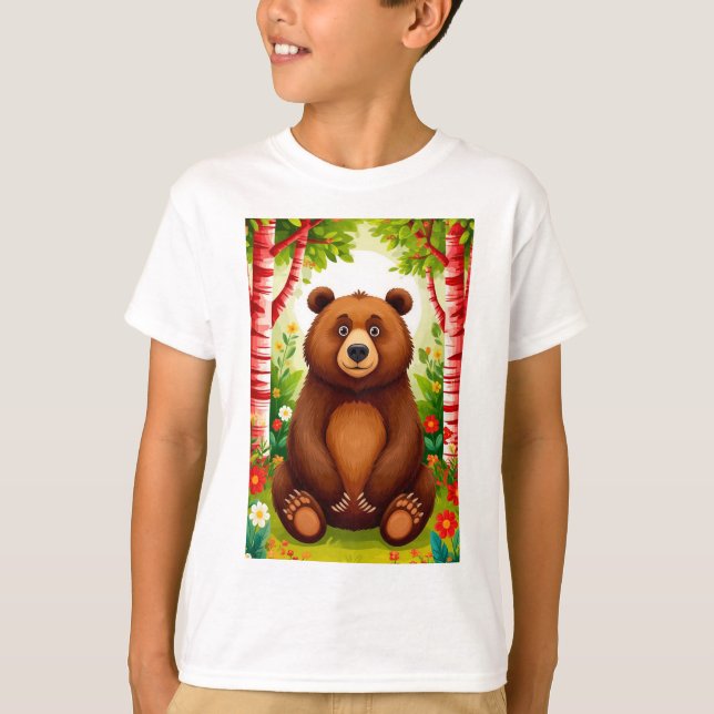 Camiseta Dibujo animado de oso pardo lindo (Anverso)