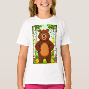 Camiseta Dibujo animado de oso pardo lindo