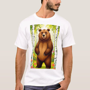 Camiseta Dibujo animado de oso pardo lindo