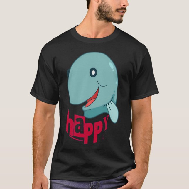 Camiseta Dibujo animado de peces felices. (Anverso)
