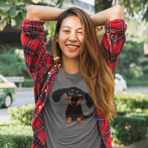 Camiseta Dibujo animado de pelo largo lindo del perro de