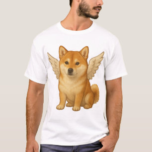 Camiseta Dibujo animado de perro feliz angelical Shiba Inu