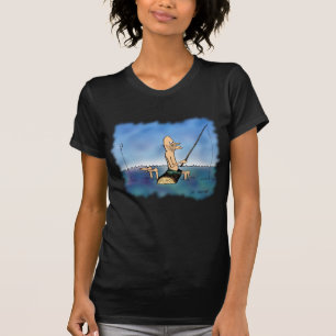 Camiseta Dibujo Animado de Pesca de Día Extraño