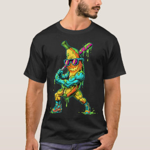 Camiseta Dibujo animado de plátano divertido bateador de bé