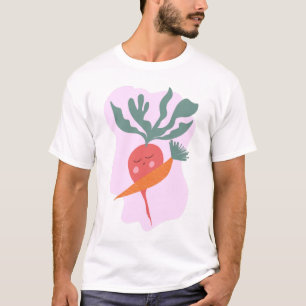 Camiseta Dibujo animado de rábano y zanahoria lindo