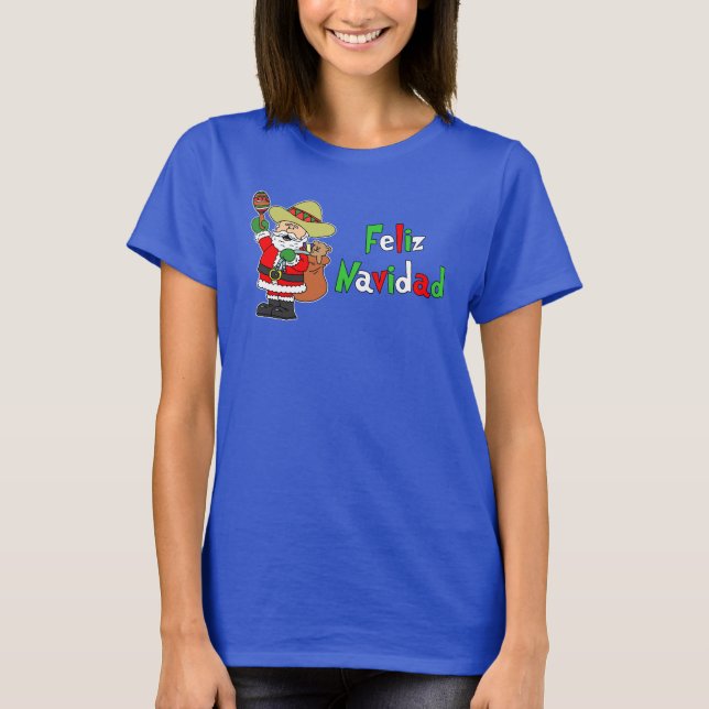 Camiseta Dibujo animado de Santa del español de Feliz (Anverso)