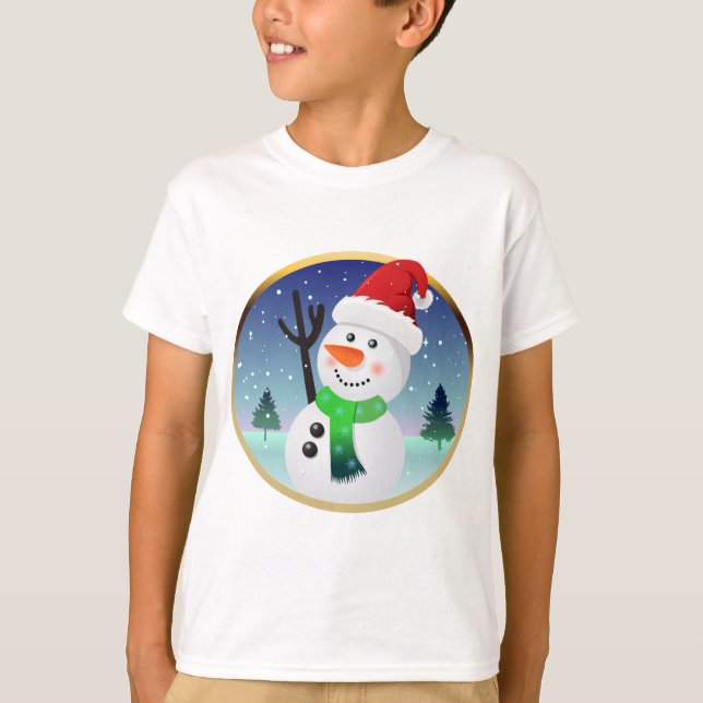 Camiseta Dibujo animado de Santa del muñeco de nieve (Anverso)