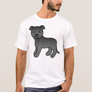 Camiseta Dibujo animado de Staffordshire Bull Terrier negro
