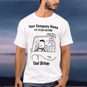 Camiseta Dibujo animado de taxista en taxi