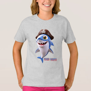 Camiseta Dibujo animado de tiburón pirata lindo – Ilustraci