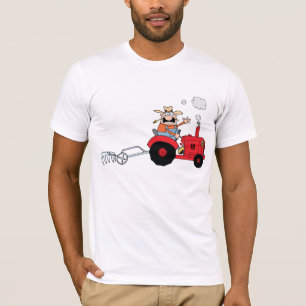 Camiseta Dibujo Animado de Tractor de Granjero Divertido