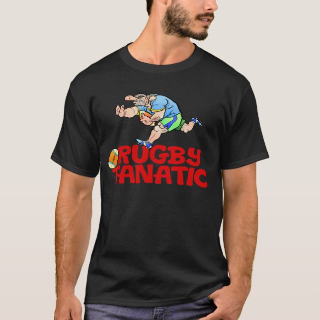 Camiseta Dibujo animado de un jugador del rugbi en una (Anverso)