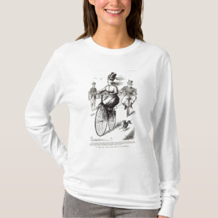 Camiseta Dibujo animado de una señora en un velocípedo,