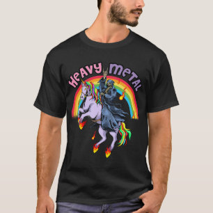 Camiseta Dibujo animado de unicornio arcoíris de heavy meta