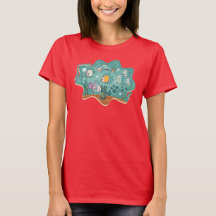 Camiseta Dibujo Animado de Vida Submarina en el Océano