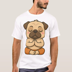 Camiseta Dibujo animado de yoga de pug lindo meditación rel