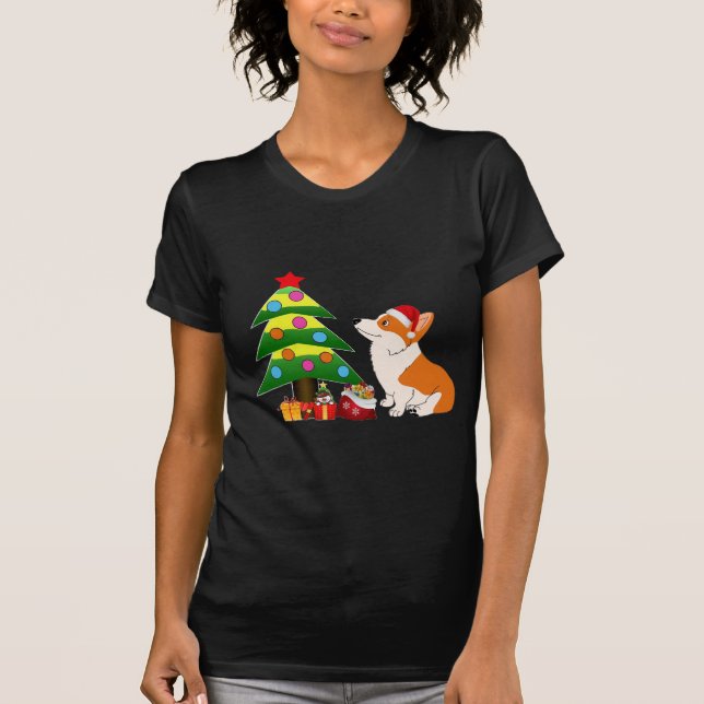 Camiseta Dibujo animado del Corgi Galés del día de fiesta (Anverso)