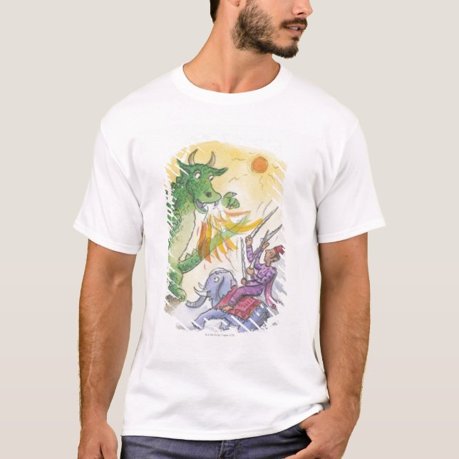 Camiseta Dibujo animado del dragón de respiración del fuego (Anverso)