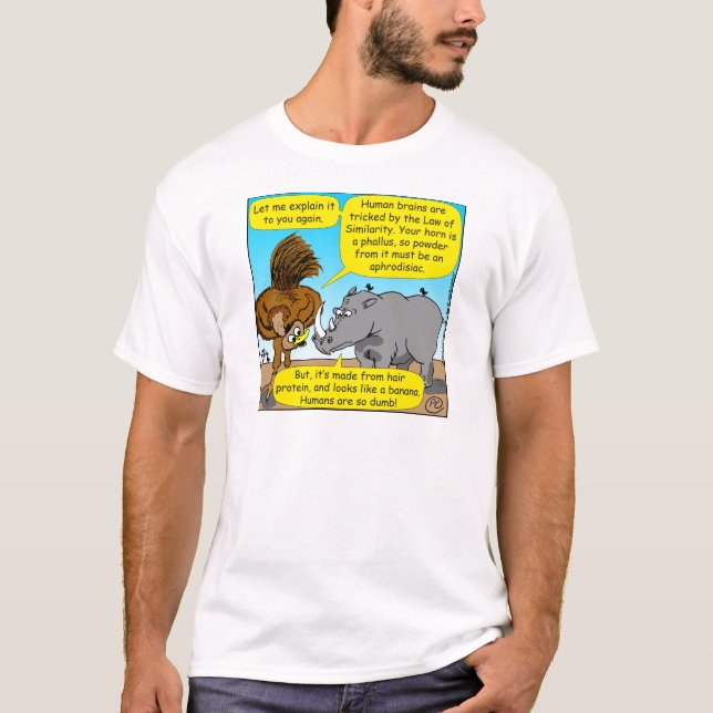 Camiseta Dibujo animado del falo del rinoceronte 889 (Anverso)