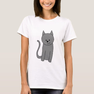 Camiseta Dibujo animado del gato del gris ahumado
