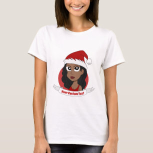 Camiseta Dibujo animado del navidad de la mujer joven