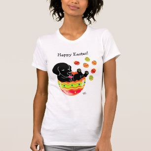 Camiseta Dibujo animado del perrito de Labrador del negro