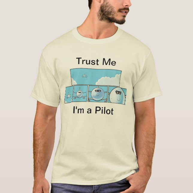 Camiseta Dibujo animado del piloto del humor de la aviación (Anverso)