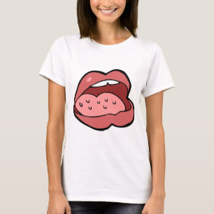 Camiseta Dibujo animado divertido con boca y labios abierto