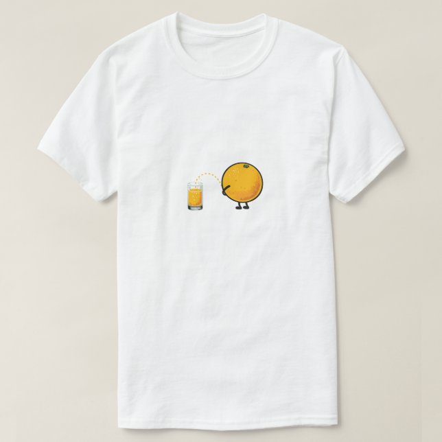 Camiseta Dibujo animado divertido de jugo de naranja (Diseño del anverso)