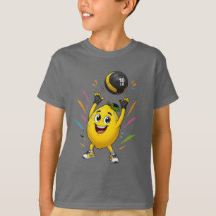 Camiseta Dibujo animado divertido de limón levantando pesas