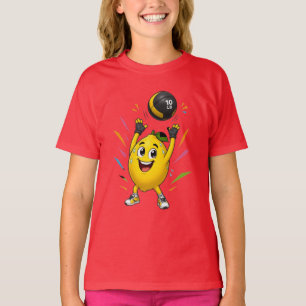 Camiseta Dibujo animado divertido de limón levantando pesas