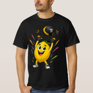 Camiseta Dibujo animado divertido de limón levantando pesas