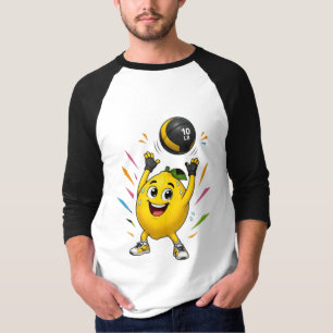 Camiseta Dibujo animado divertido de limón levantando pesas