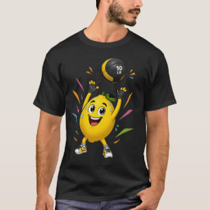 Camiseta Dibujo animado divertido de limón levantando pesas